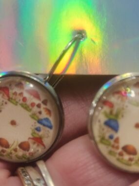 Whimsical Mushroom Earrings in Cream & Multicolor
